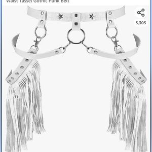 Woman Body White Harnesses With Tassels OS New